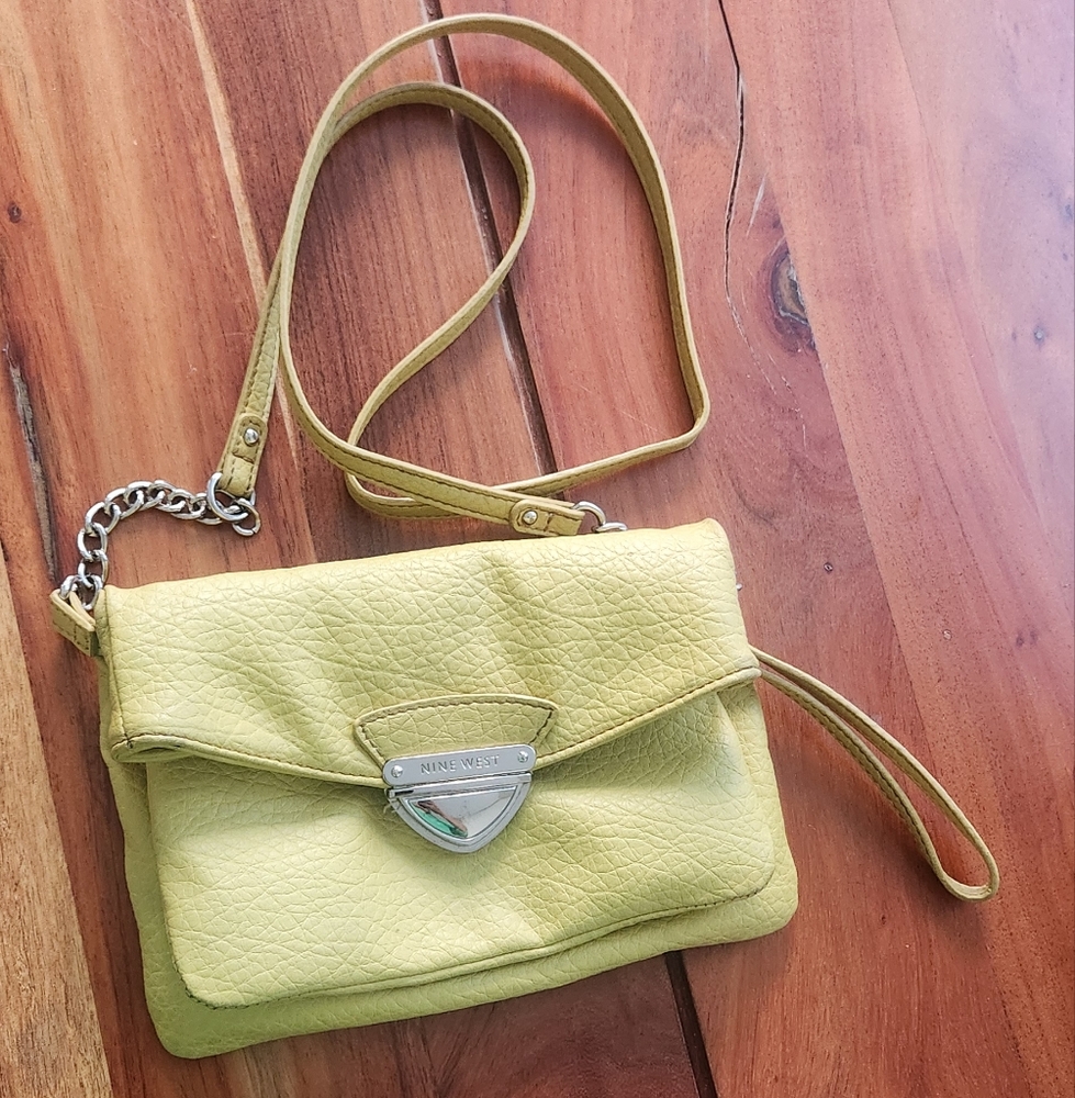 Nine West Yellow Cosmetic Bag with Striped Lining